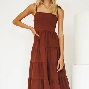 Verge Girl Afternoon Light Tie Midi Dress